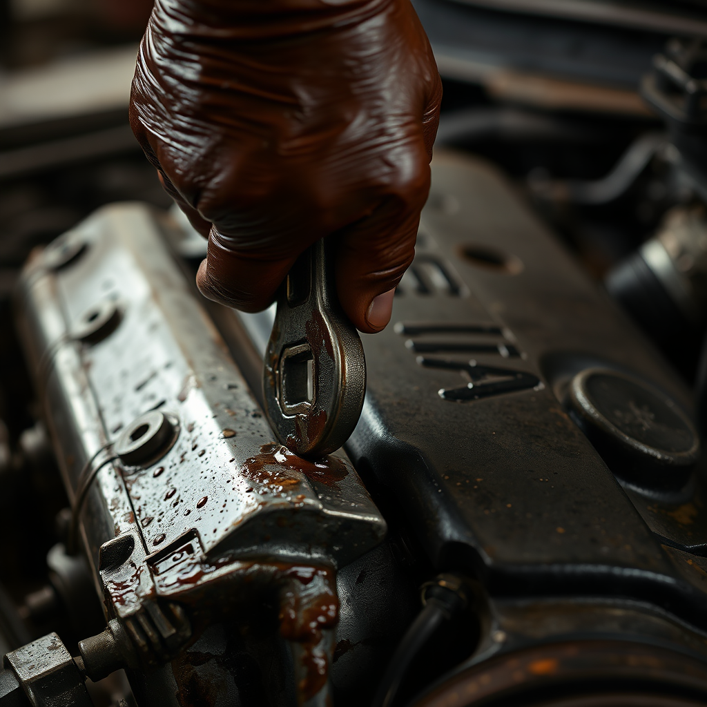 Mekaniker som arbetar med en motor