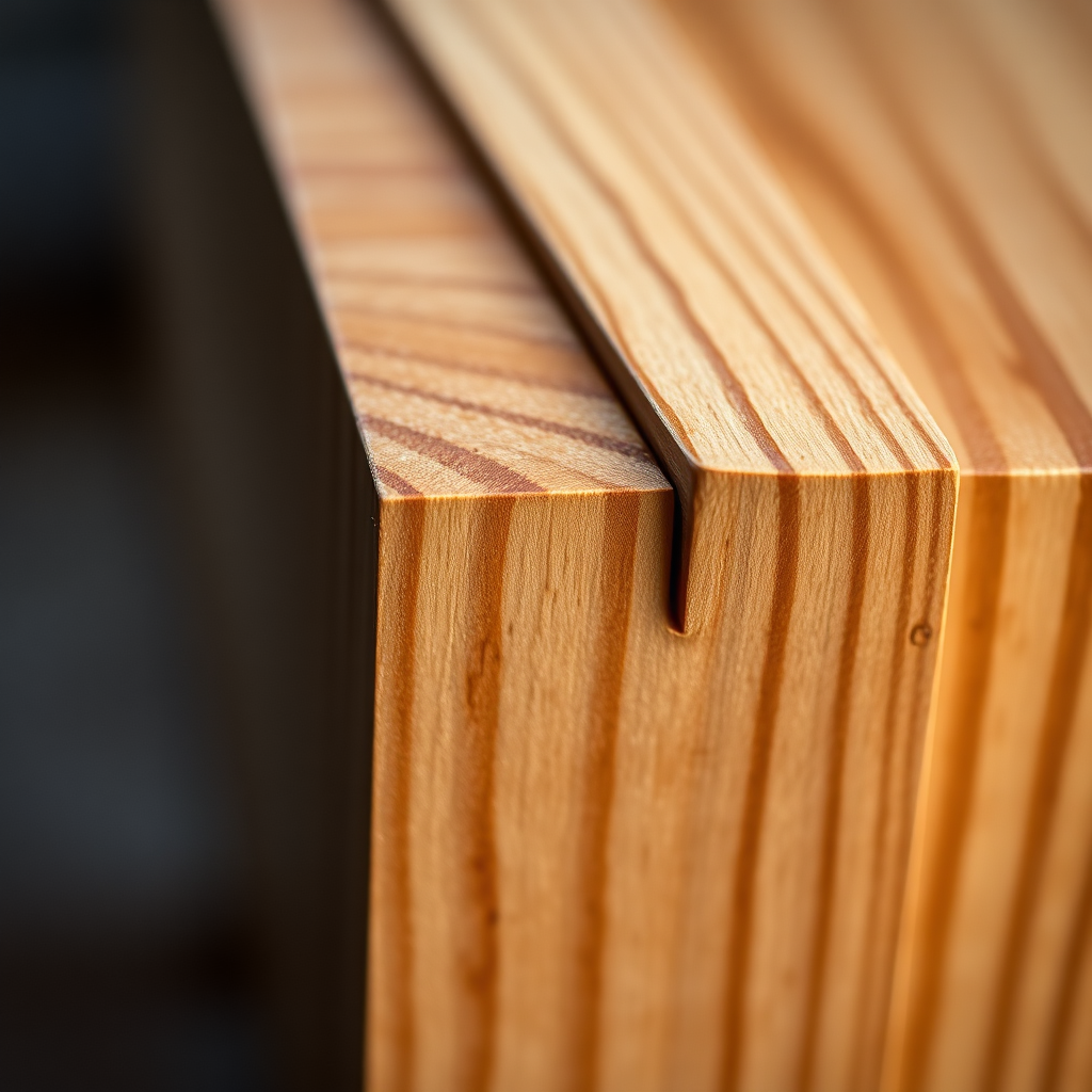 Close-up of handcrafted joinery with subtle wood grain and premium finish