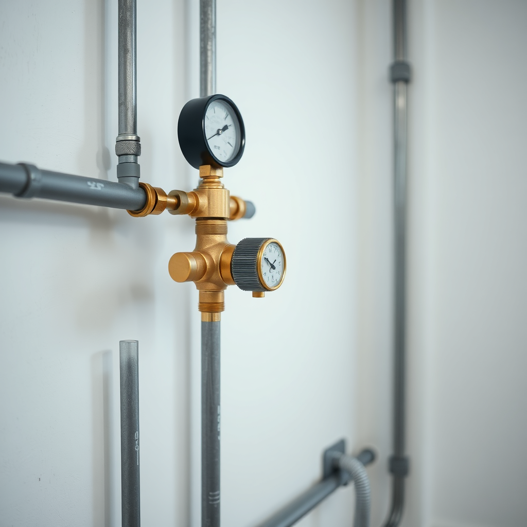 Teknisk närbild av rör och installation, utan människor