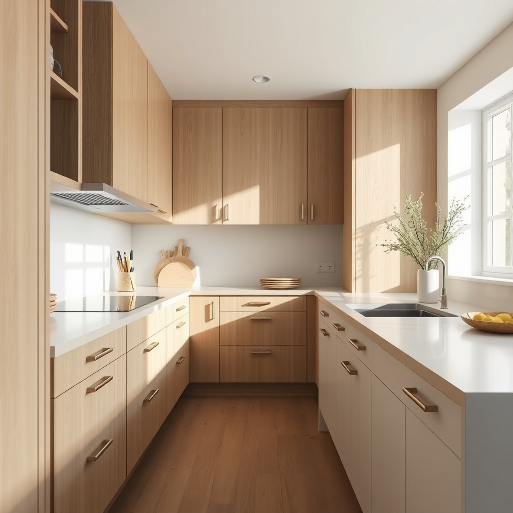 Custom Scandinavian kitchen in oak with calm off-white tones and fine joinery