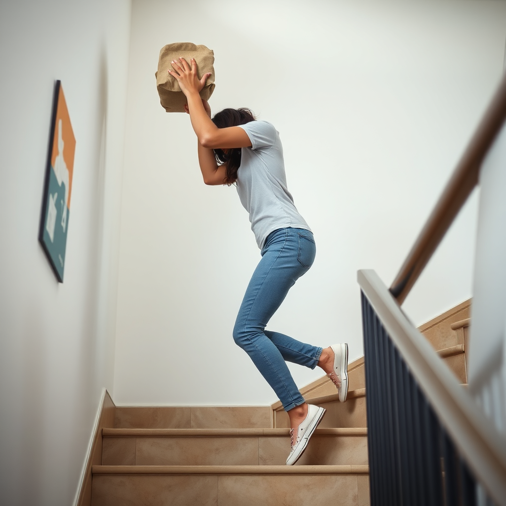 A photorealistic image of a person effortlessly performing a common everyday activity, such as lifting groceries or climbing stairs. The person's posture is perfect, and their movements are fluid and controlled. The lighting is natural and realistic. The camera angle is a medium shot, capturing the full body and emphasizing the ease of movement. Style reference: Lifestyle photography.