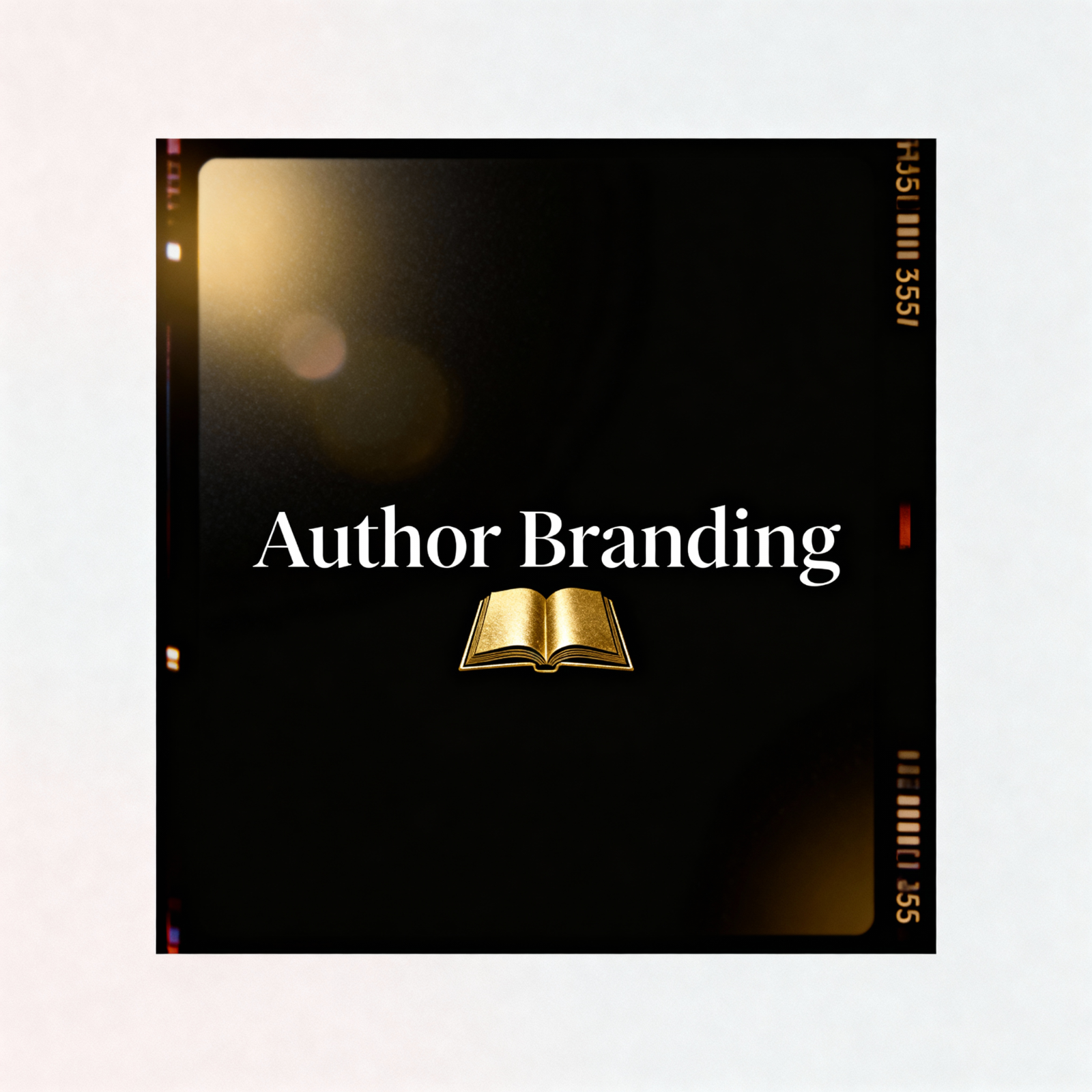 A strong, clean, modern image representing the concept of author branding. This can be a modern business card design or a stylized logo that incorporates literary imagery. The style should be sleek and professional. Technical specs: 4K resolution, minimalist design.