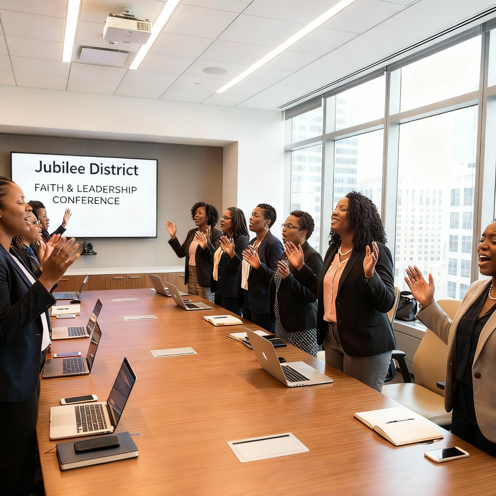 Lady Spain leading a group of women in a workshop or seminar, inspiring them with her words and encouragement. Capture the energy and enthusiasm of the gathering. Photorealistic style with a focus on interaction and empowerment.