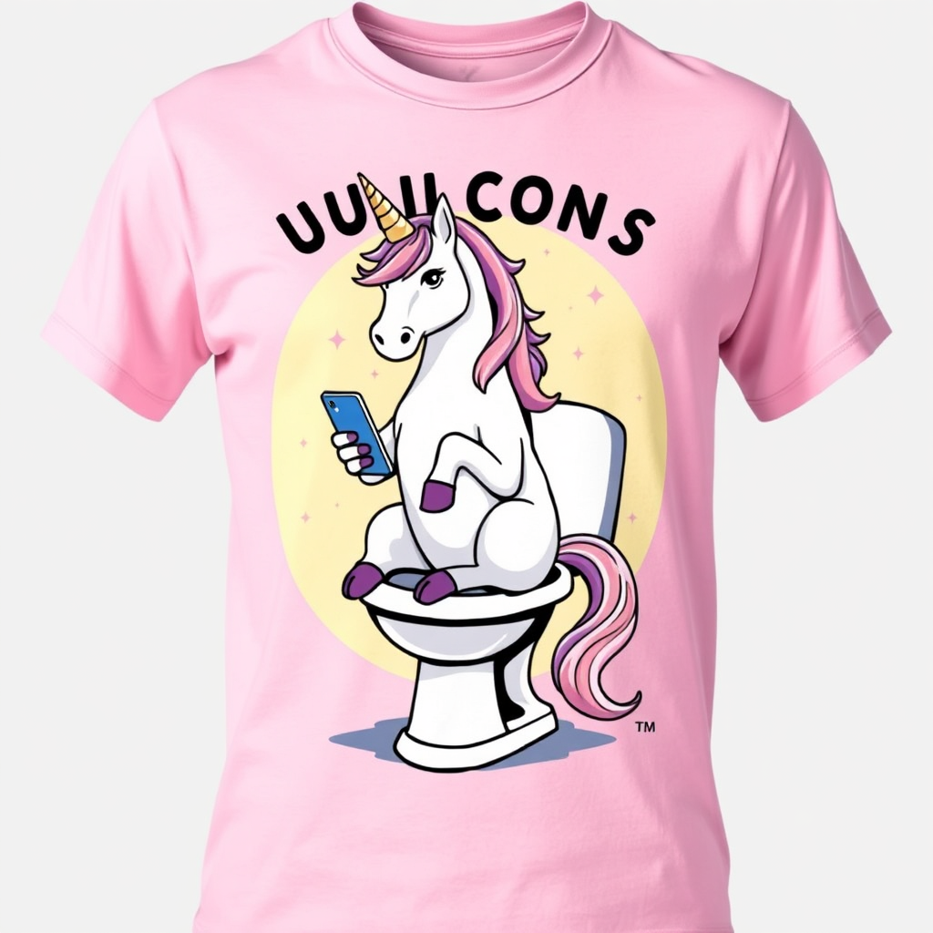 Unicorn on toilet t-shirt