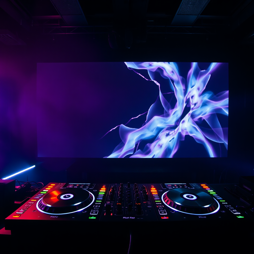 Professional DJ setup in a club