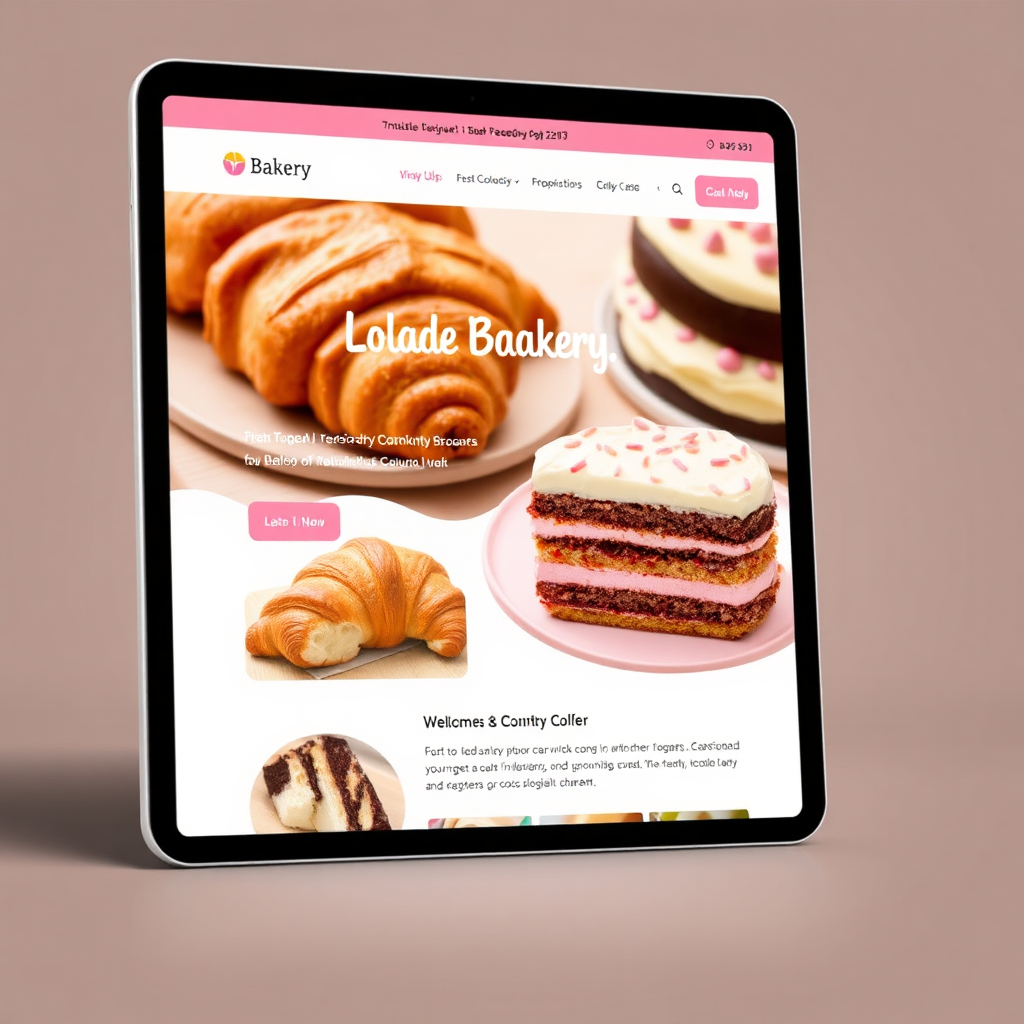 Screenshot of a local bakery website.