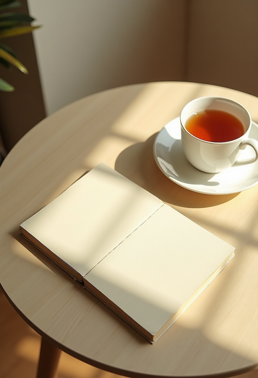 note book and coffee cup on table