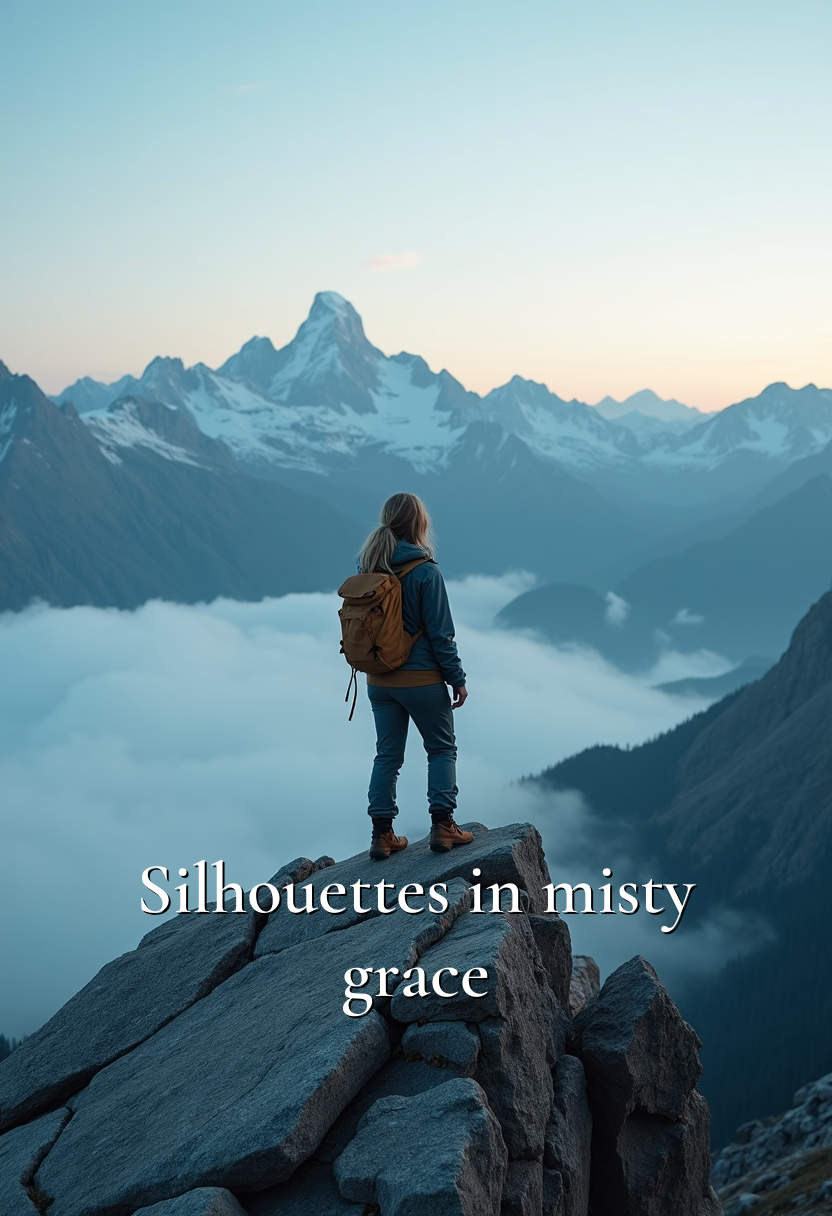 a woman standing looking a mountian in the distance