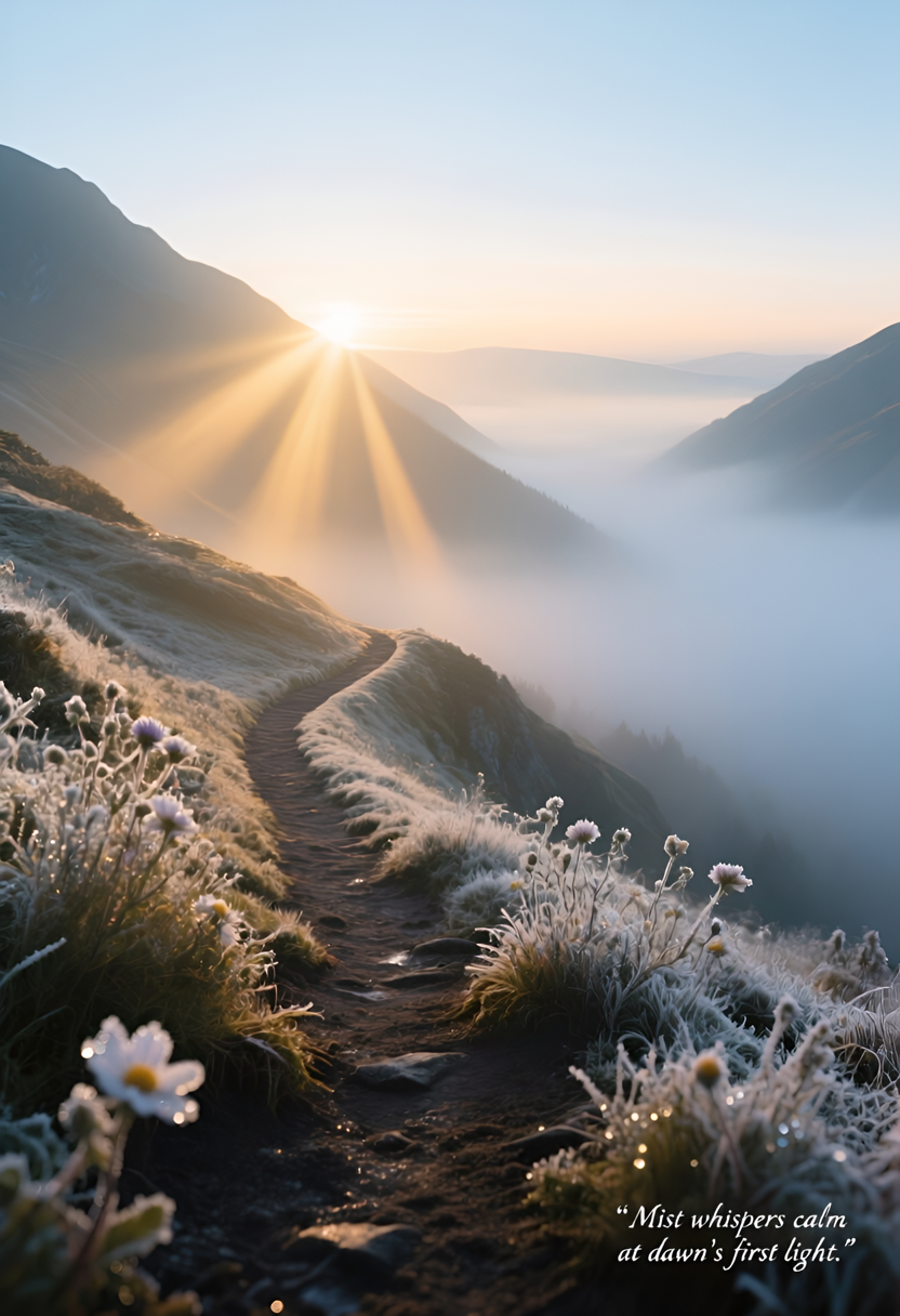 sunrisingover a mountian with path