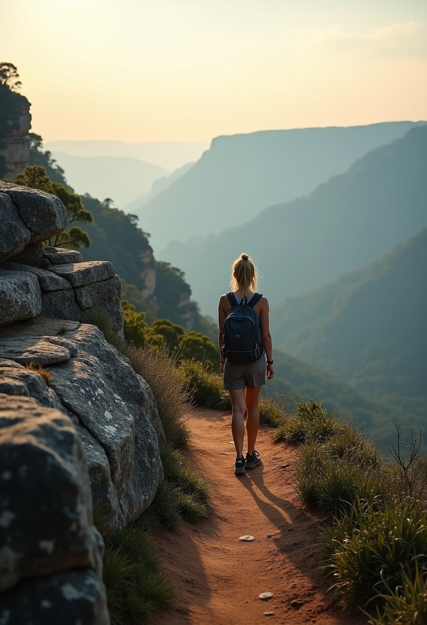 hiker on a mountain pathway