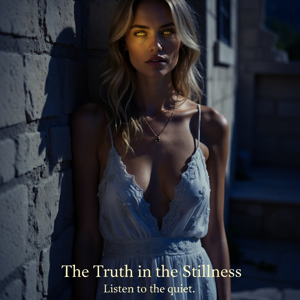 A serene feminine silhouette in quiet stillness, where truth becomes visible.