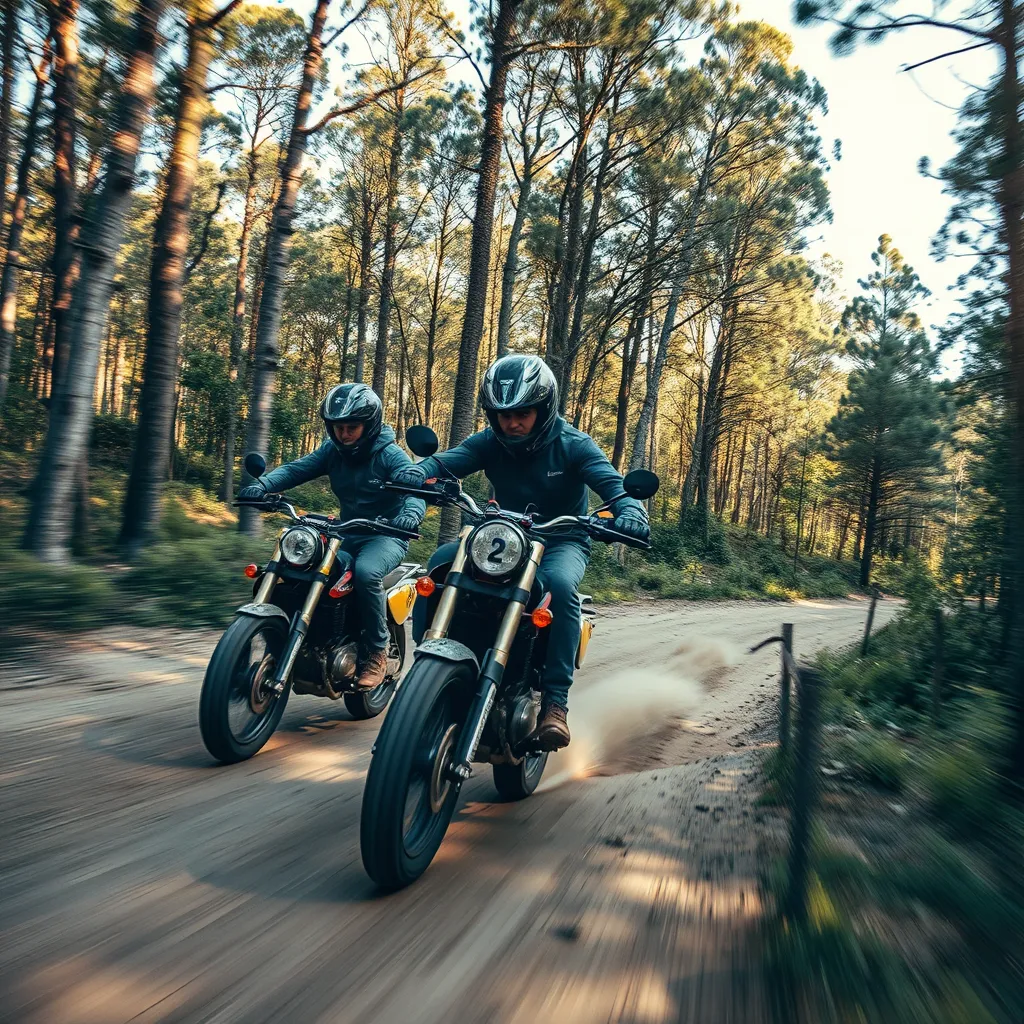  A photorealistic image of a dirt bike rider soaring through the air over a rugged trail, with a sleek, modern financing calculator interface overlaid on the image. The interface should display various loan terms and options, emphasizing the flexibility of the financing options.