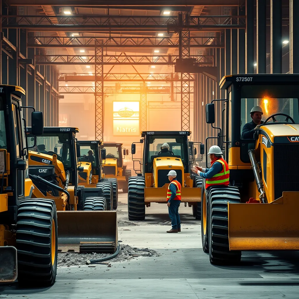 A bustling construction site with workers operating heavy machinery, showcasing the impact of commercial loans in supporting business expansion and growth. The image should convey efficiency, productivity, and progress.