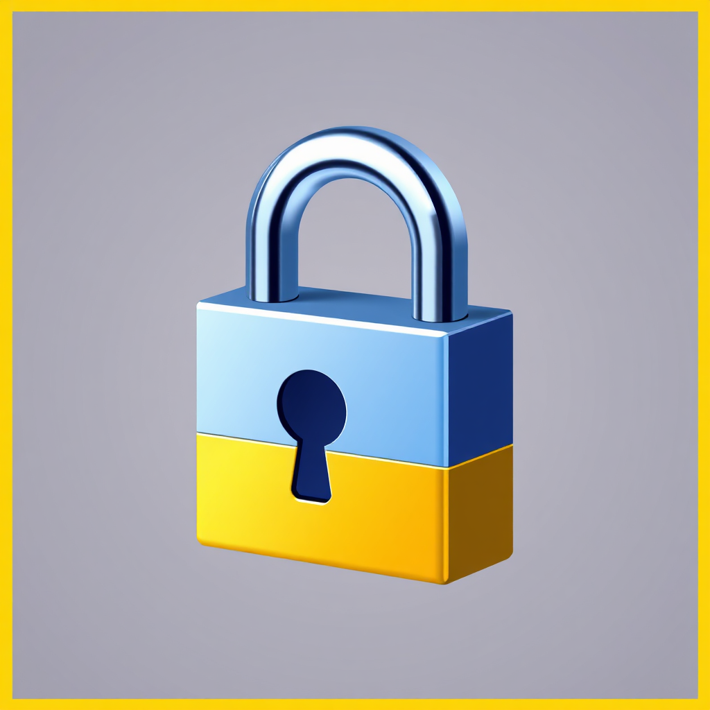 A padlock, symbolizing security and protection of data. Style: Secure and protective.