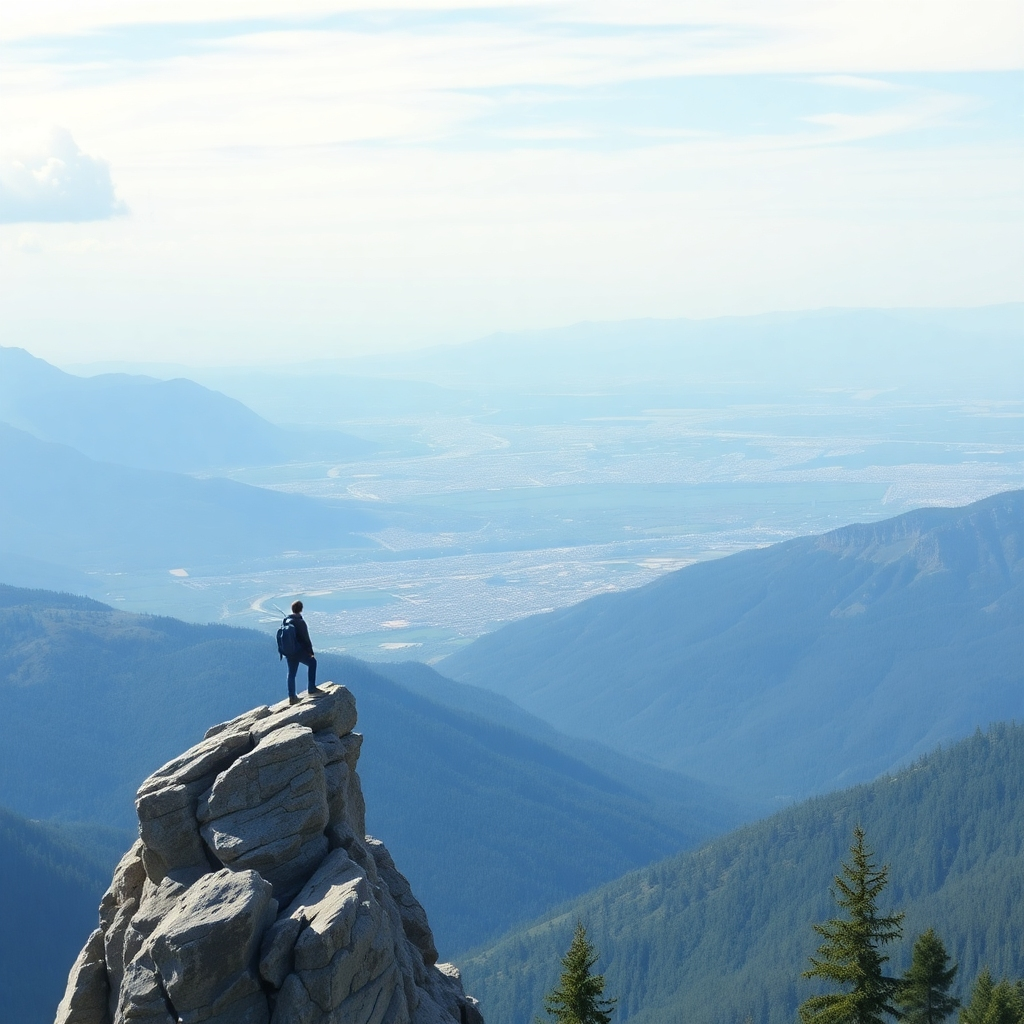 A panoramic view from a mountaintop, representing a holistic view of a financial landscape.