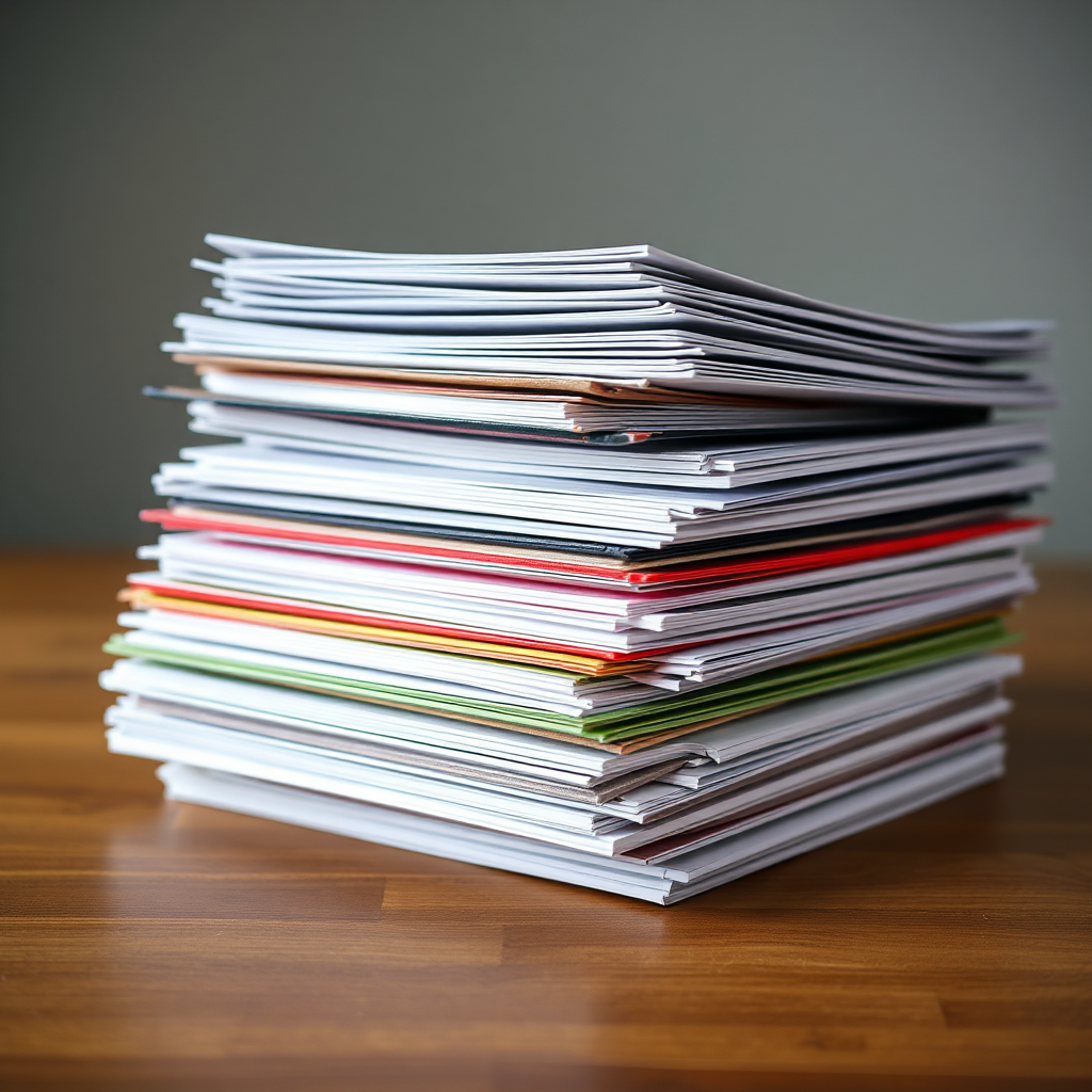 A well-organized stack of documents, representing preparedness and efficiency. Style: Organized and efficient.