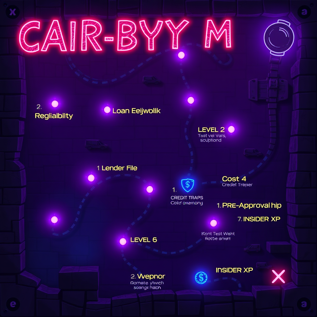 Infographic dungeon map for car buying.