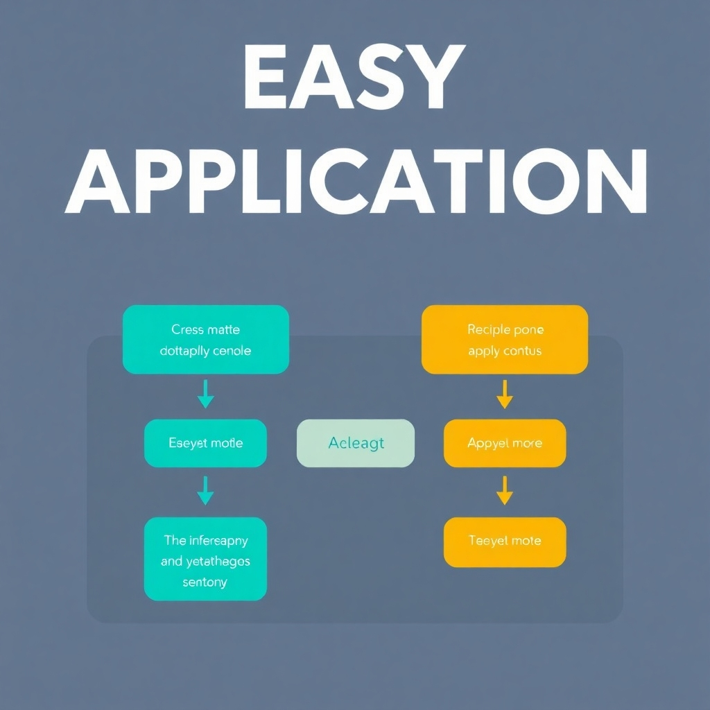 Image featuring a simplified flowchart, representing the easy application process. High resolution. Clean, modern design.