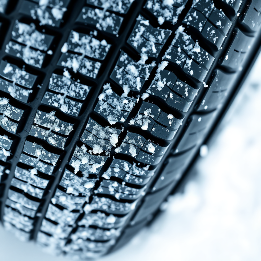 Winter tire tread close-up