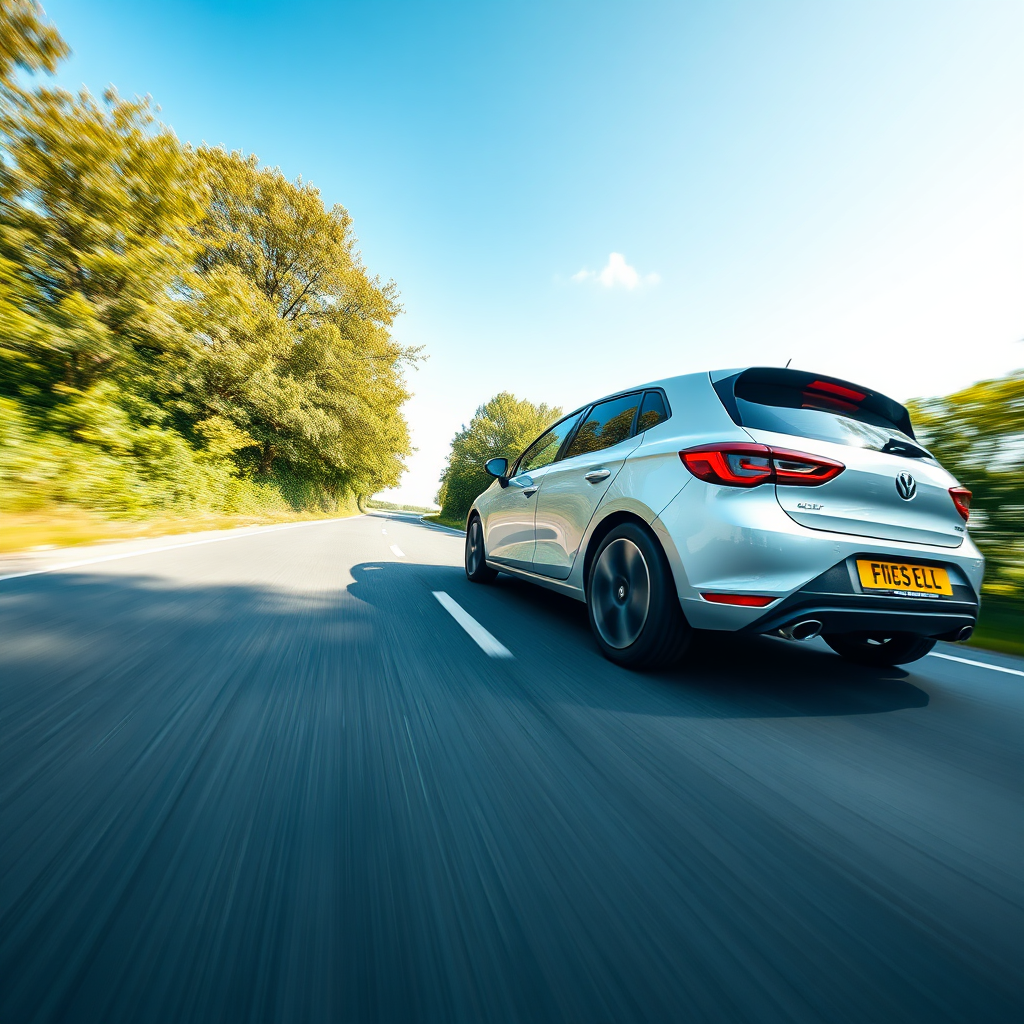 Instructor driving car viewed from outside performing maneuvers
