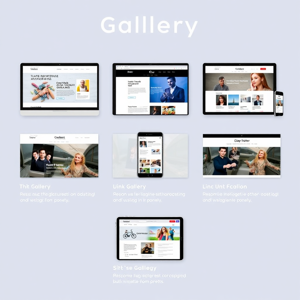 A dynamic gallery showcasing a selection of responsive website designs on various devices (desktop, tablet, smartphone). The designs are displayed in a visually appealing layout, highlighting the clean layouts, intuitive navigation, and engaging visuals. Each entry includes a brief description of the project and a link to visit the live website. The overall impression is modern and showcases the design studio's expertise in creating effective and user-friendly websites.
