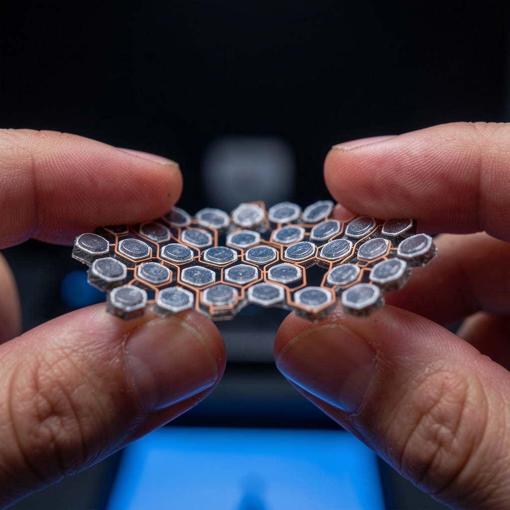 Custom flexible sensor array close-up