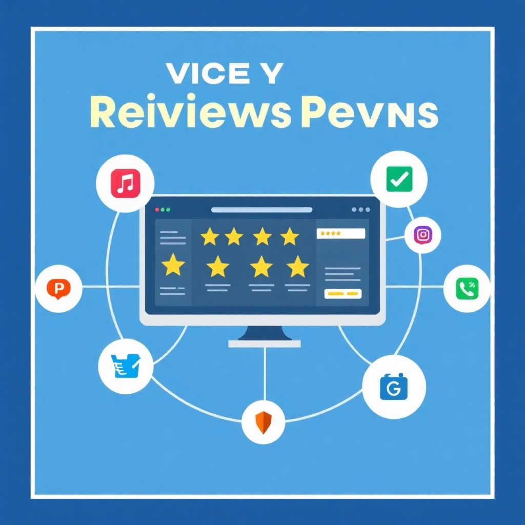 A stylized image of a central control panel managing reviews from various online platforms. The panel is sleek and modern, with clear visual representations of each platform. The color palette is professional and trustworthy.