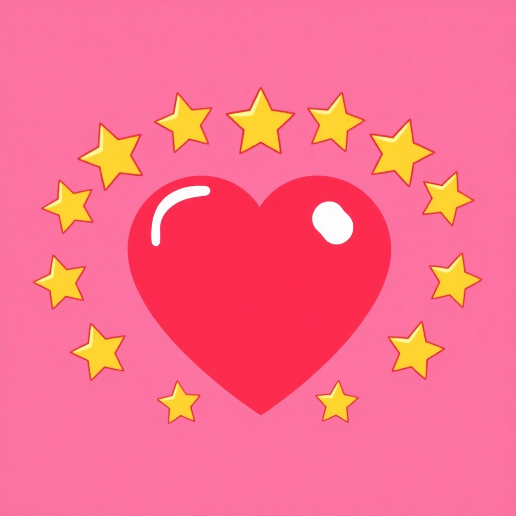 A stylized image of a heart surrounded by five-star reviews, symbolizing customer love and appreciation. The color palette is warm and inviting, using reds and pinks.