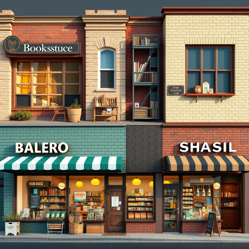 A visually appealing collage of images representing a variety of local businesses, such as a bakery, a bookstore, a hardware store, and a hair salon. The image should convey the wide range of services and products available within your community.