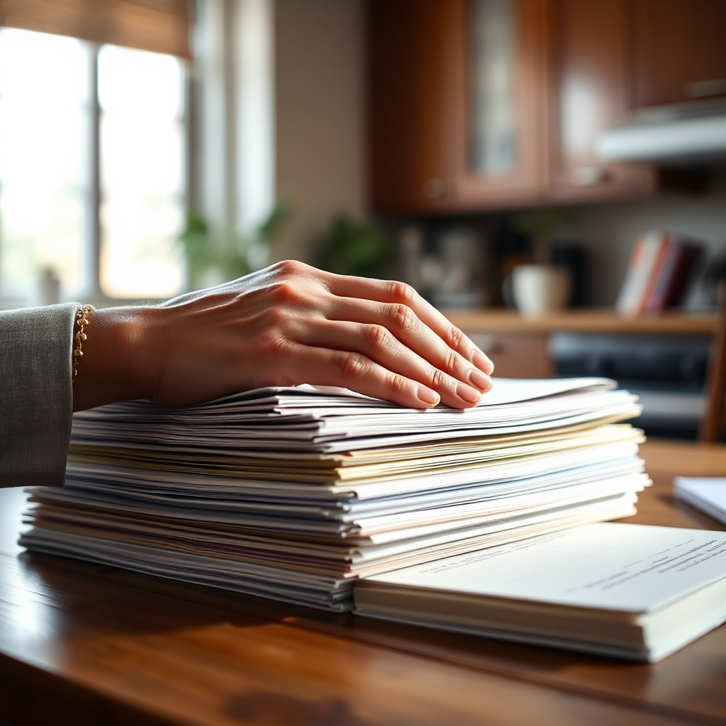Hands resting on files