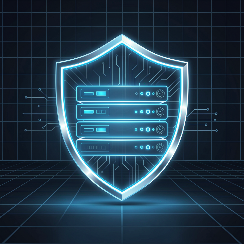 Glowing security shield visual