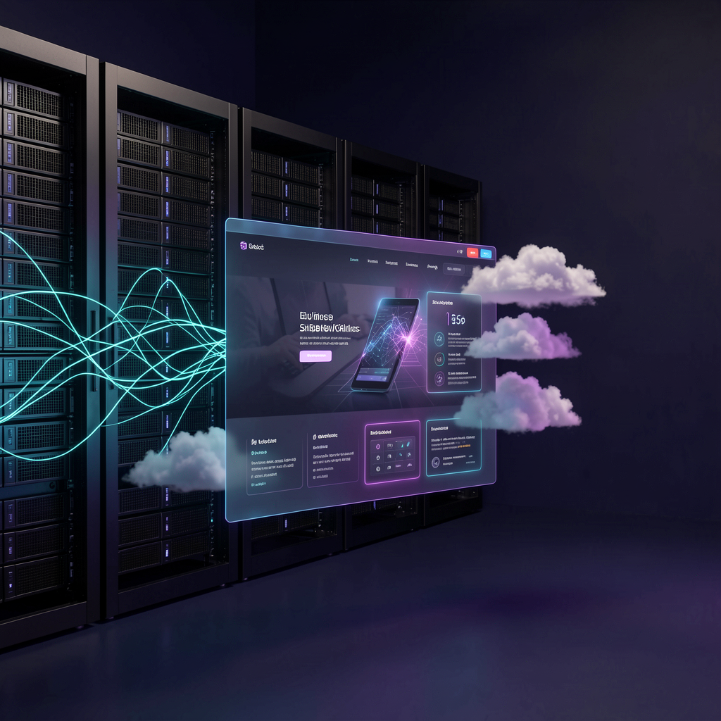 Website interface connected to professional server infrastructure
