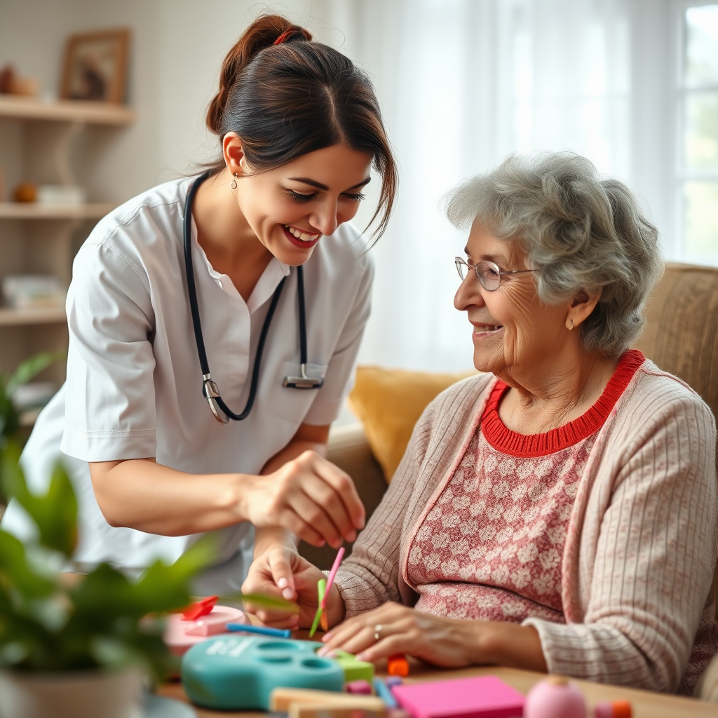Staff interacting with resident