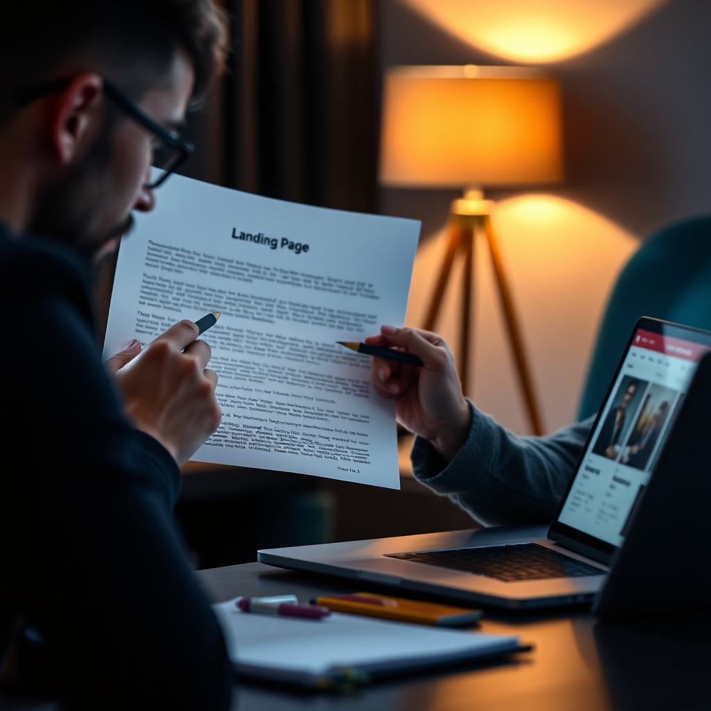 Landing page layout and content system with clean editorial design