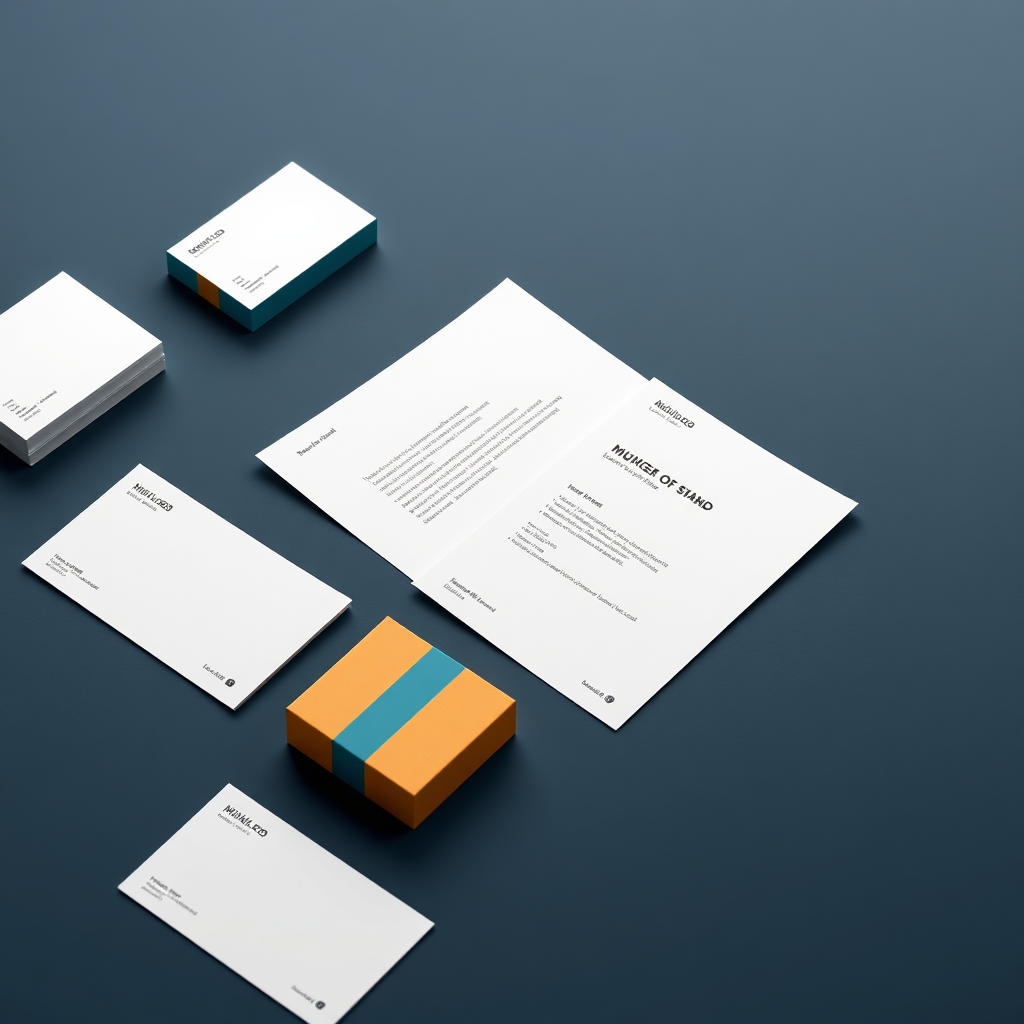 Brand identity system mockups with refined typography and color palette