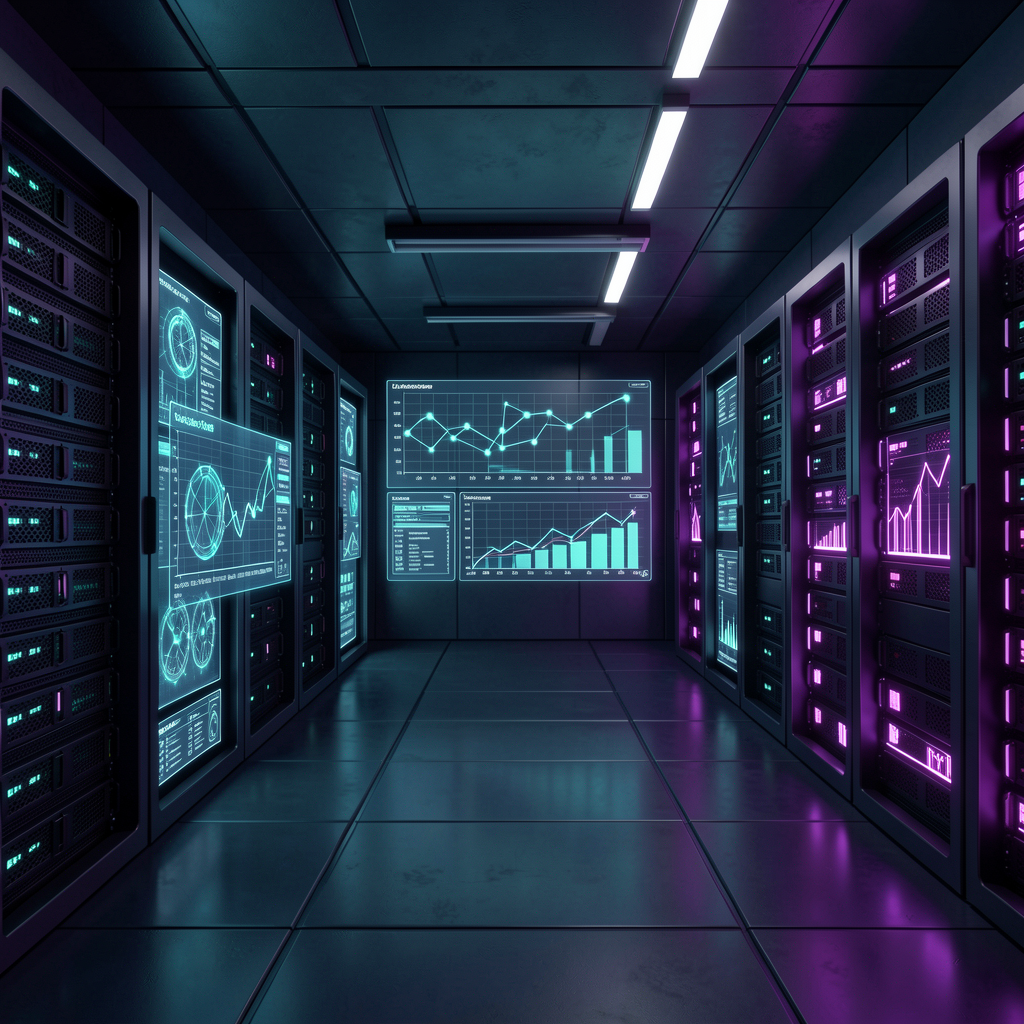 Futuristic Cloud and Server Graphic Grid Background