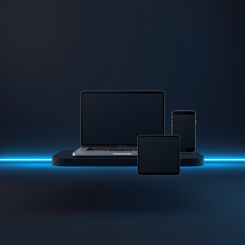 Digital project mockups on various devices