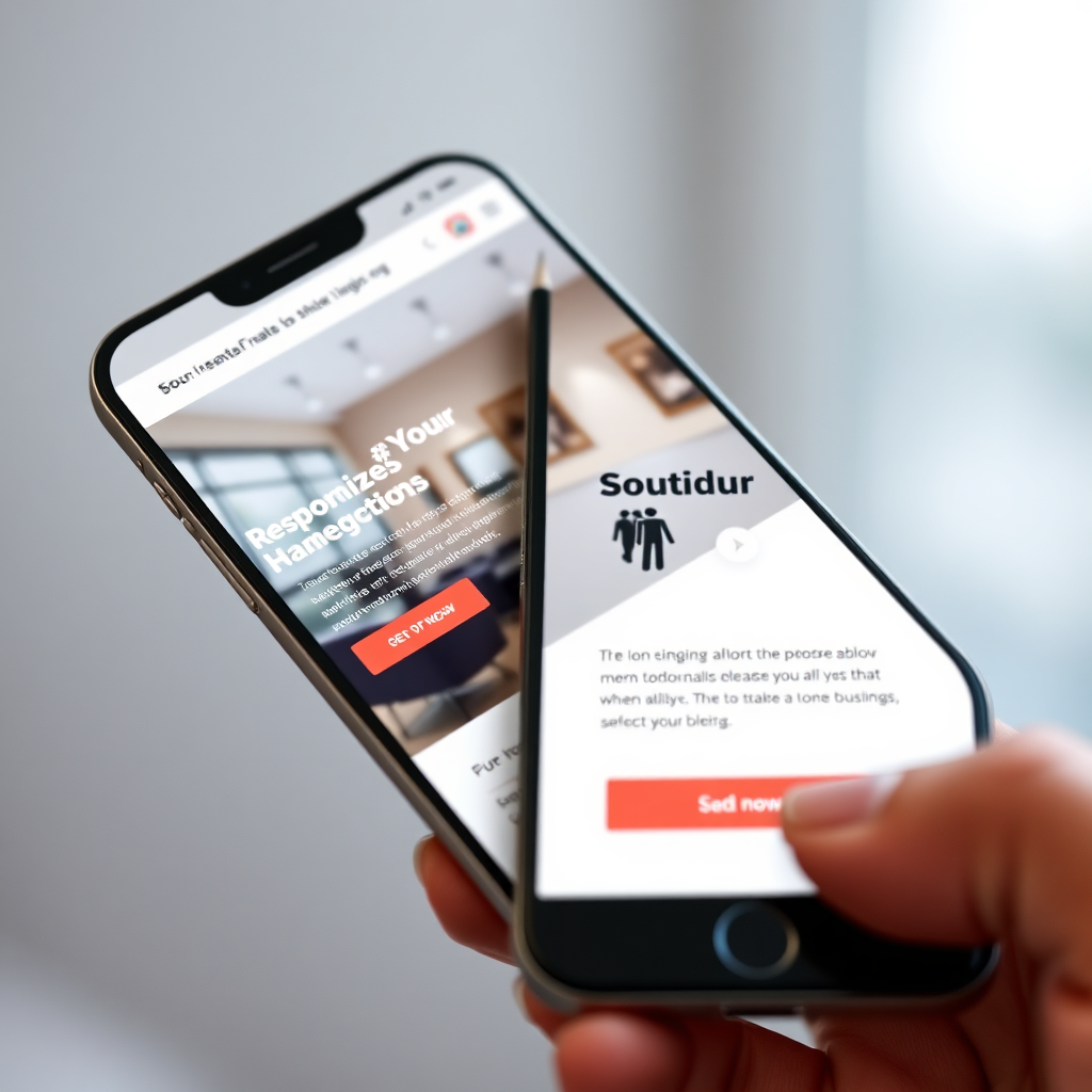 Responsive mobile version of small business website showing clean navigation and call-to-action buttons
