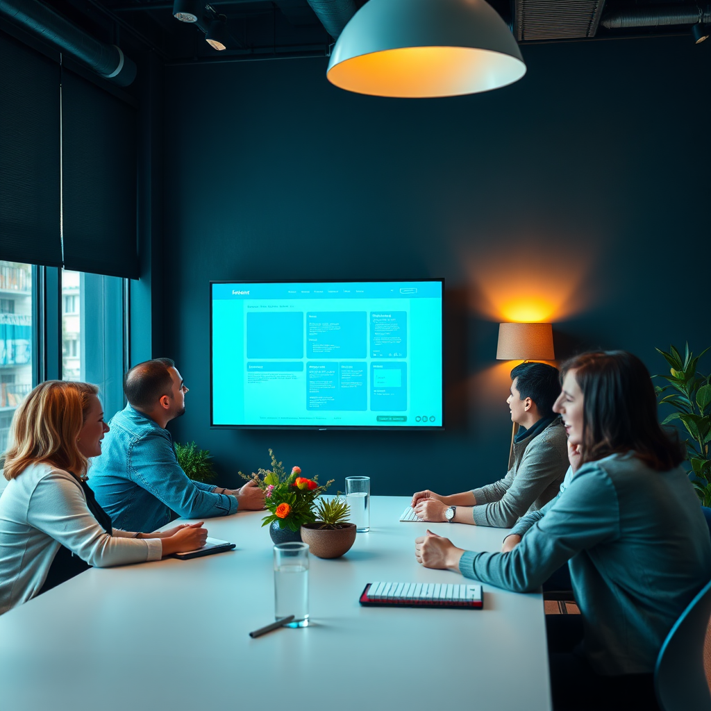 Founder or studio team photo with editorial lighting in a modern workspace