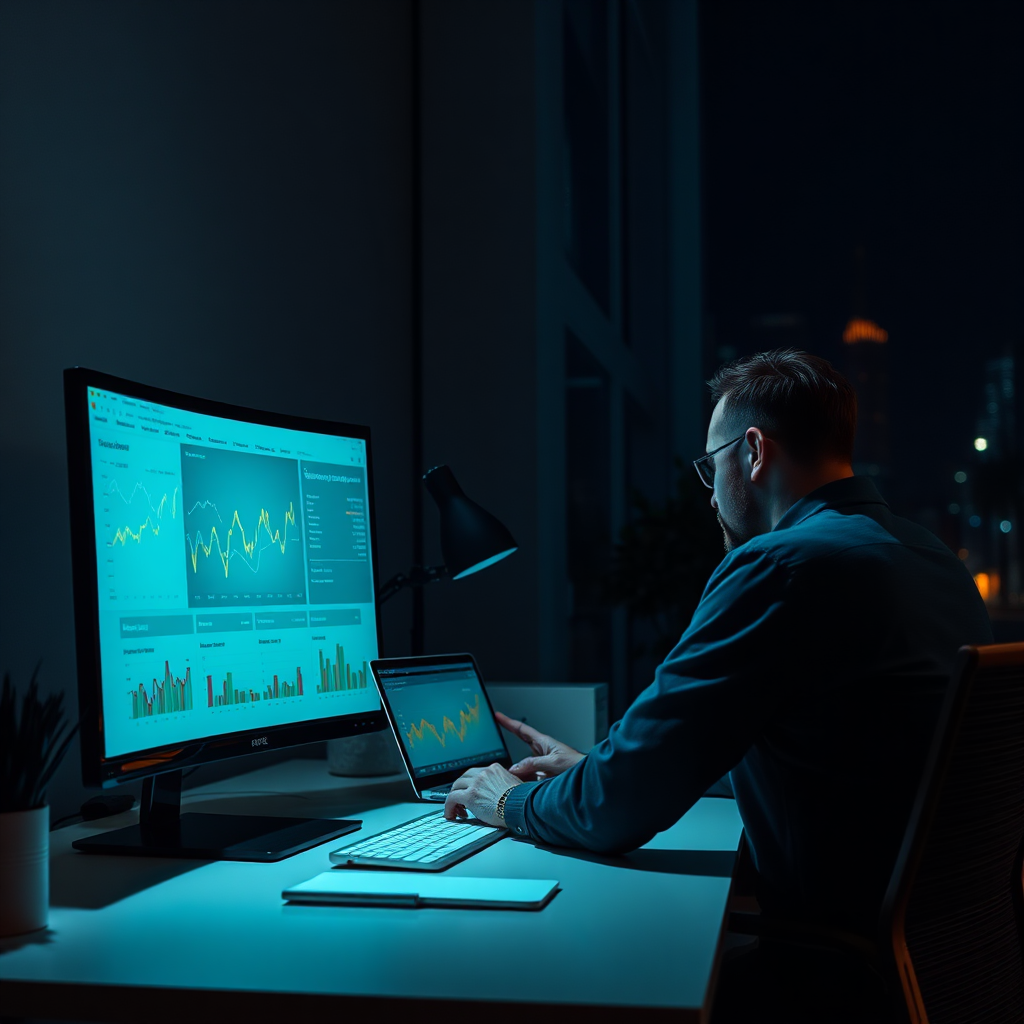 Abstract premium marketing visual with editorial lighting and modern UI overlays