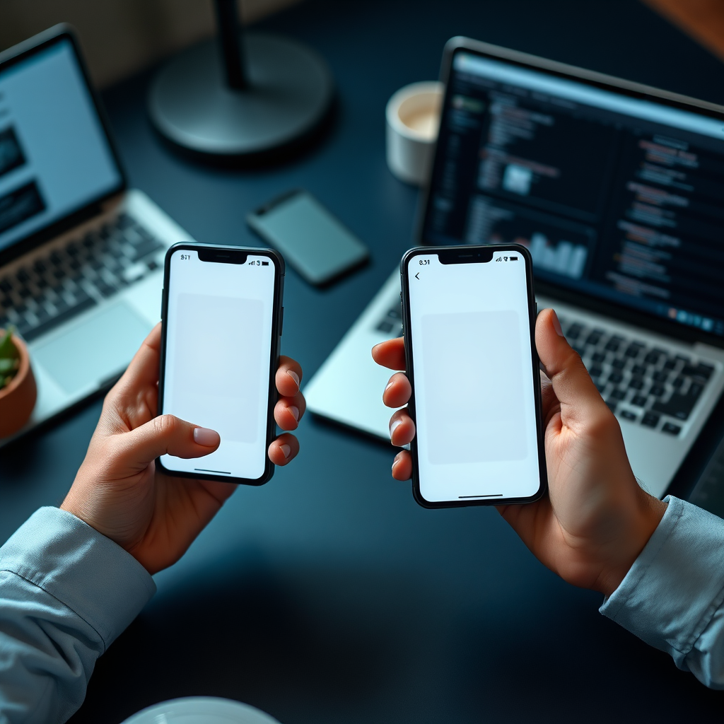 Mobile app UI design on devices with modern gradients and clean typography