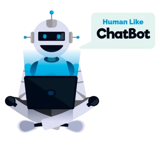 A visually appealing scene depicting a customer interacting with a chatbot on a website. The chatbot should be represented as a friendly and helpful character, offering personalized recommendations and answers to the customer's questions.