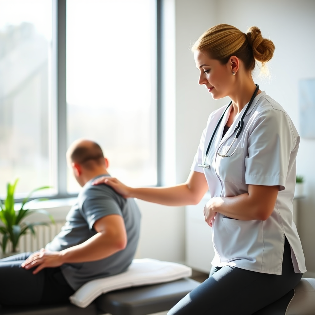 Chiropractor assessing a patient in a modern clinic