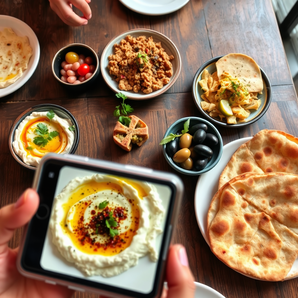 Mezze spread from a guest