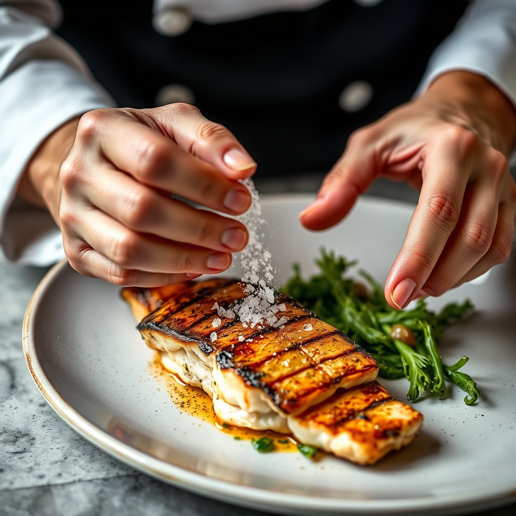 Chef garnishing a dish