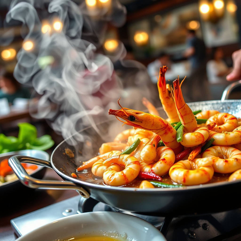 Sizzling garlic prawns