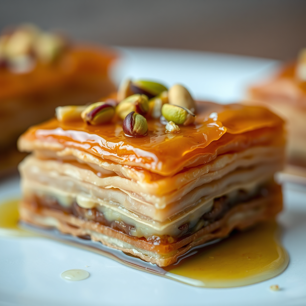 Close-up of a piece of baklava