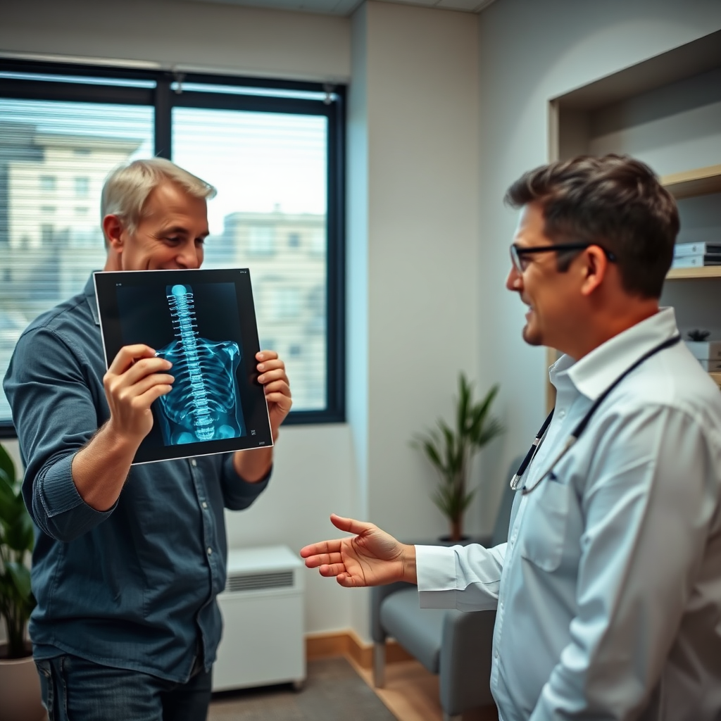 Chiropractor consulting with a patient