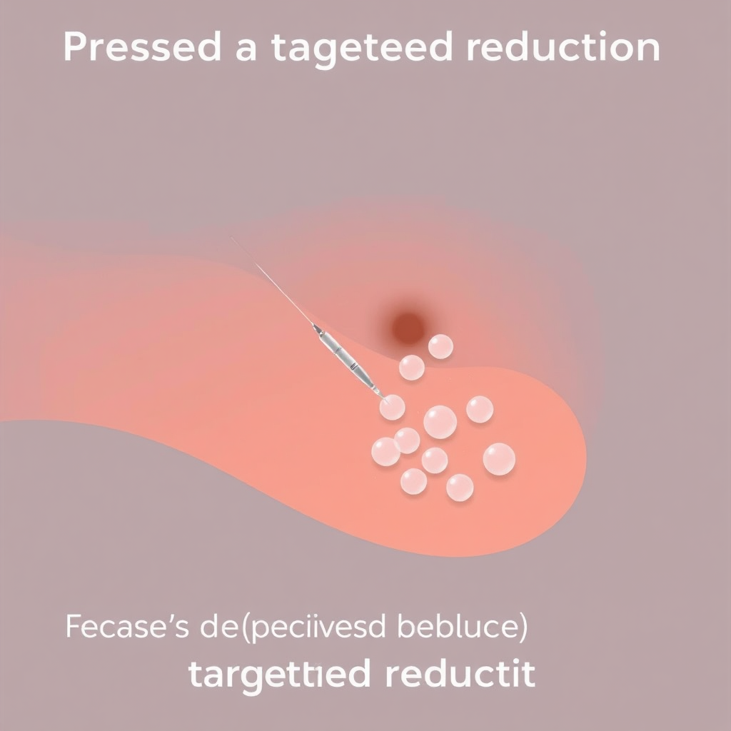 Illustration of fat dissolving injections targeting fat cells.