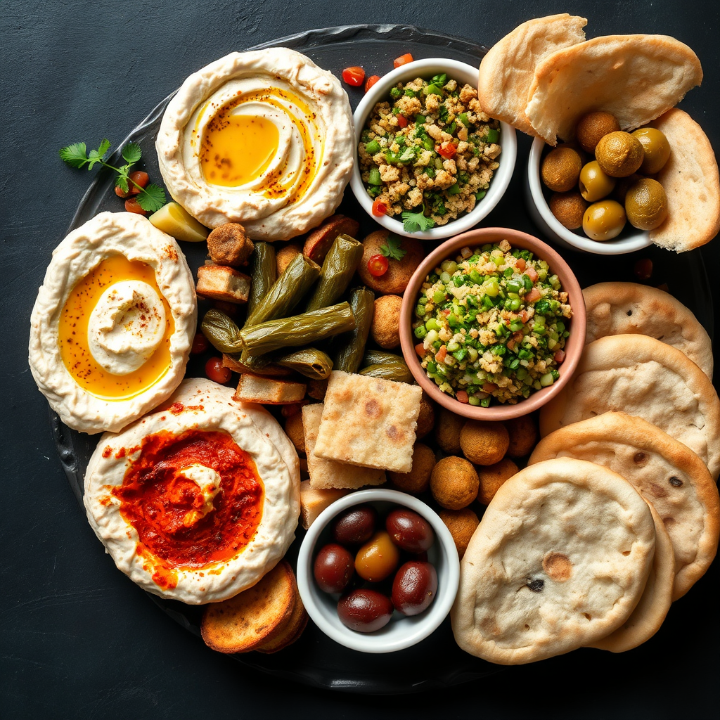 Assorted Mediterranean mezze platter